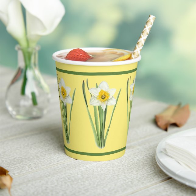 Daffodil Flower Botanical Art Yellow Paper Cups (Insitu)