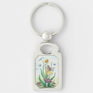 Daffodil Flower Fairy Fantasy Art Key Ring