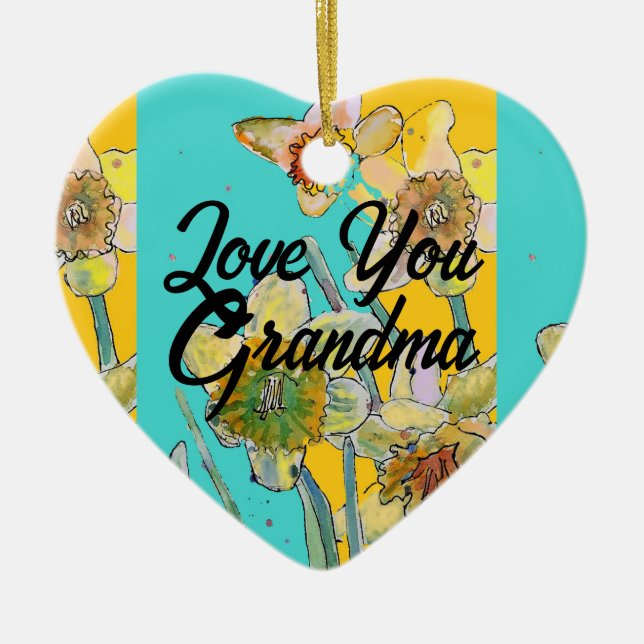 Daffodil Flower Floral Love You Grandma Decoration (Front)