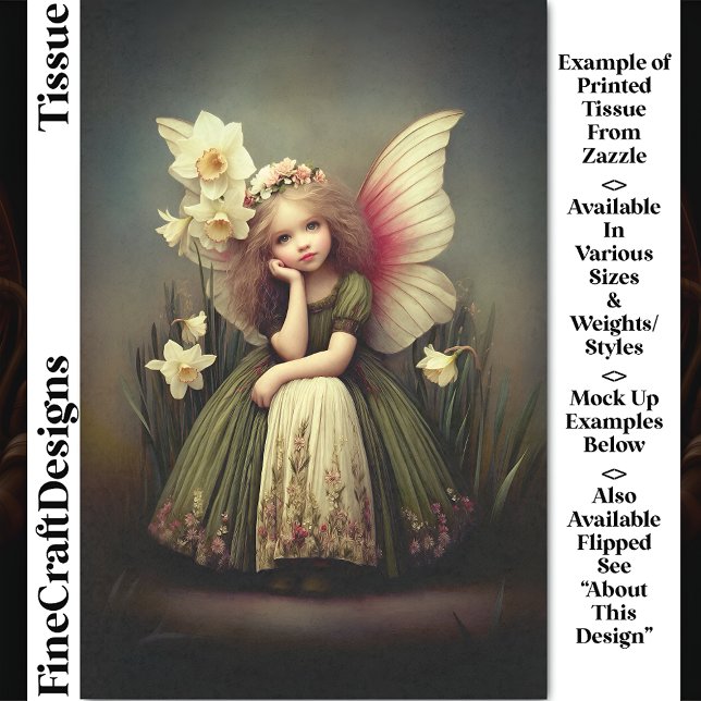 Daffodil Flower Girl Fairy, Green DL5LF Decoupage Tissue Paper (Creator Uploaded)