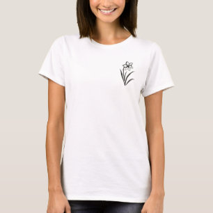 Daffodil Flower – Monochrome Botanical Art on T-Shirt