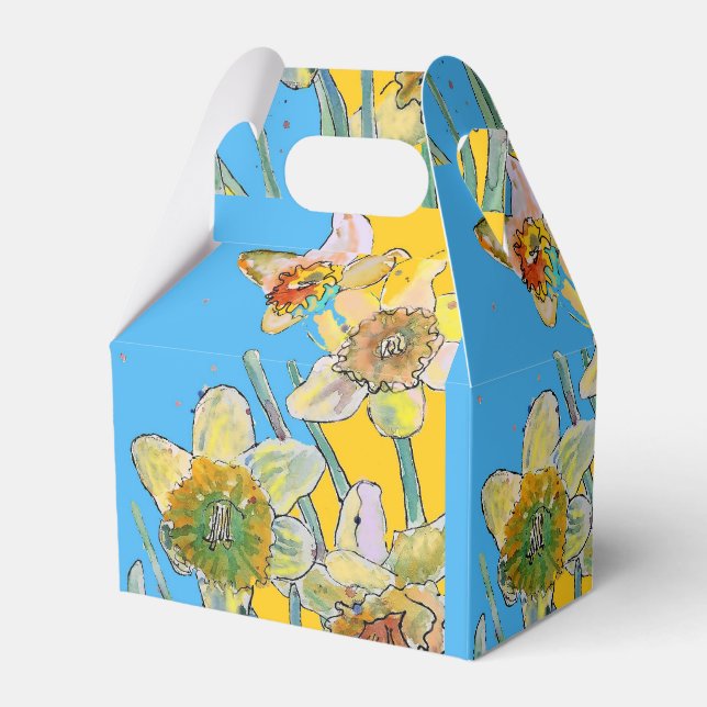 Daffodil Flower Painting floral Birthday Cake Box (Front Side)