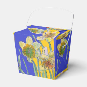 Daffodil Flower Painting floral Birthday Navy Blue Favour Box