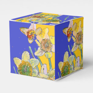 Daffodil Flower Painting floral Birthday Navy Blue Favour Box