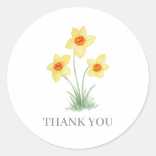 Daffodil Flower Painting Thank You Classic Round Sticker