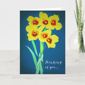 Daffodil Flowers illustration-Thinking of you Card