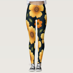 Daffodil flowers Yellow Floral Pattern Leggings
