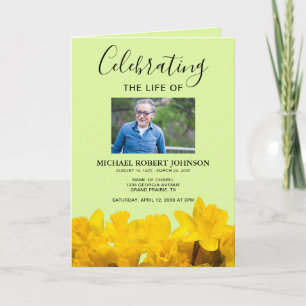 Daffodil Funeral Program   Modern Order of Service Programme