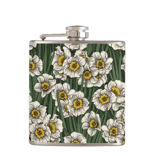 Daffodil garden hip flask (Front)