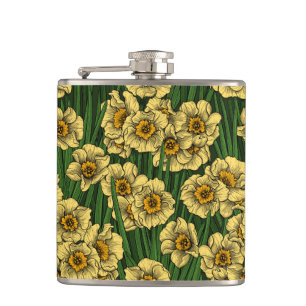 Daffodil garden hip flask