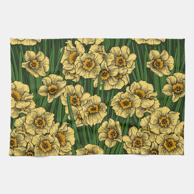 Daffodil garden tea towel (Horizontal)