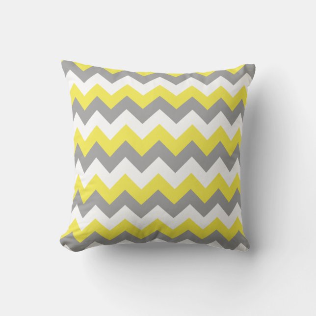 Daffodil Grey and White Zigzag 2 Cushion (Front)