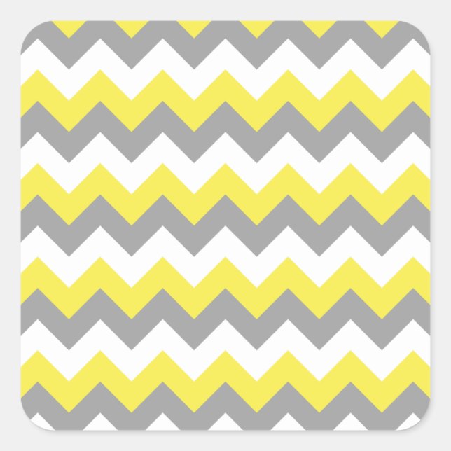 Daffodil Grey and White Zigzag 2 Square Sticker (Front)