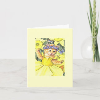 Daffodil Kitten Blank Note Card