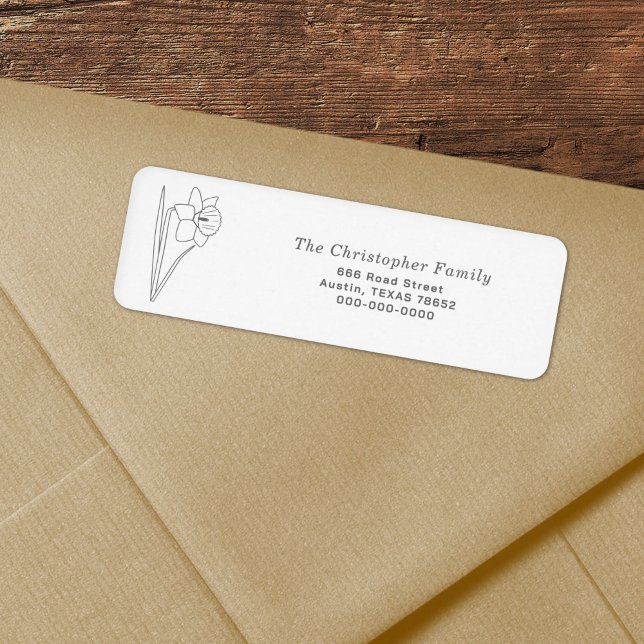 Daffodil Line Art Return Address Label (Daffodil Line Art Return Address Label)