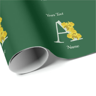 Daffodil Monogram Initial A Any Occasion Wrapping Paper