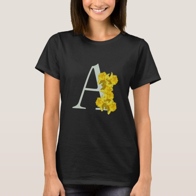 Daffodil Monogram Initial A  T-Shirt (Front)