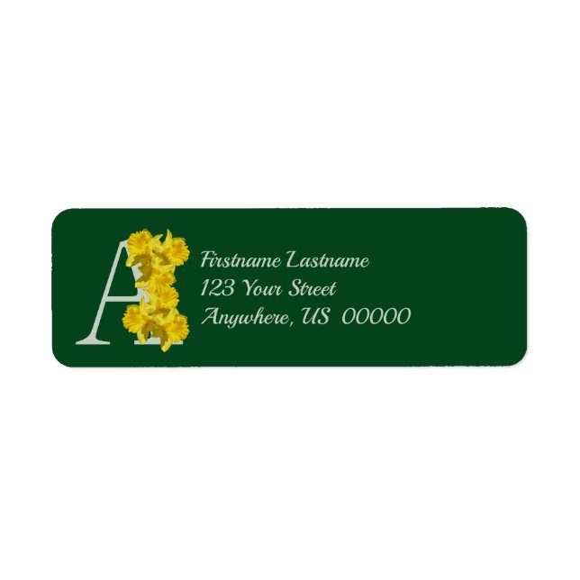 Daffodil Monogram Initial A Your Name Address (Front)