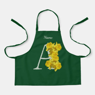 Daffodil Monogram Initial A Your Name Apron