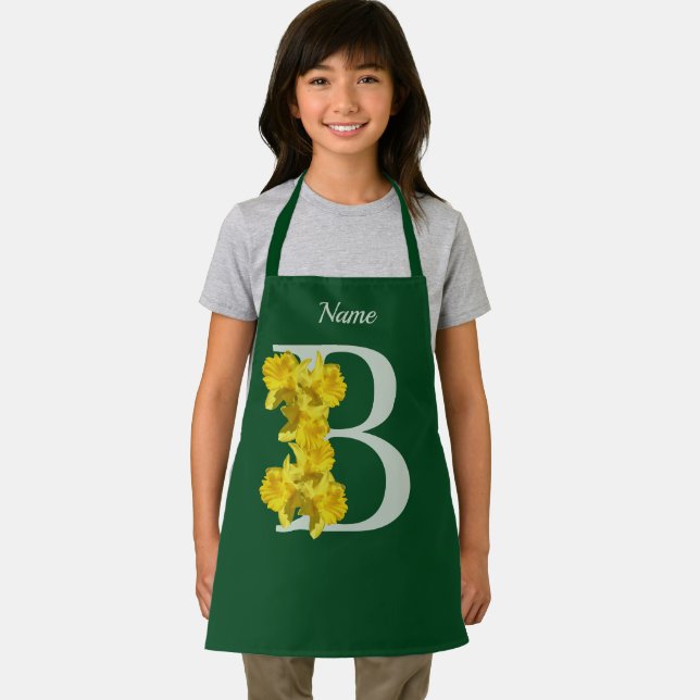 Daffodil Monogram Initial B Personalised Apron (Insitu)
