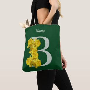 Daffodil Monogram Initial B Personalised Tote Bag
