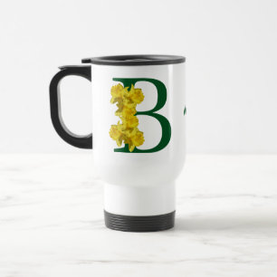 Daffodil Monogram Initial B Personalised Travel Mug