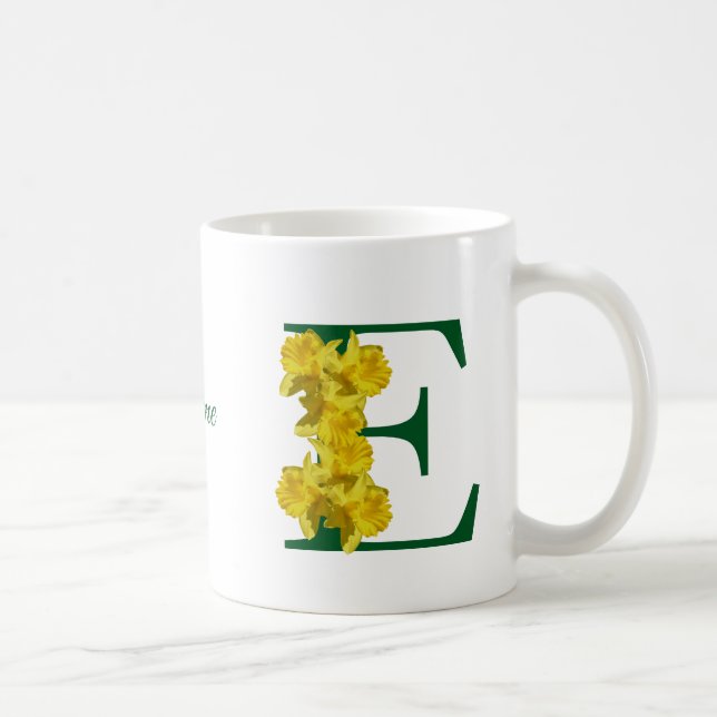 Daffodil Monogram Initial E Name Coffee Mug (Right)