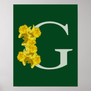 Daffodil Monogram Initial G Poster