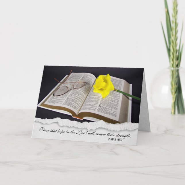 Daffodil on Bible Sympathy Card (Front)