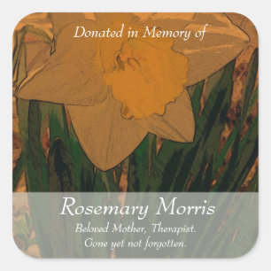 Daffodil painting ~ Donated in Memory of Square Sticker