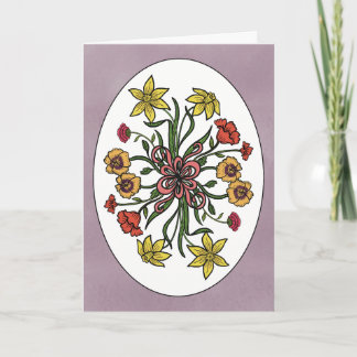 Daffodil Pansy Bouquet Folded Greeting Card