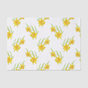 Daffodil Pen and Watercolor Pattern Tissue Paper
