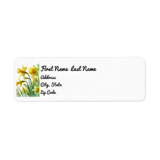 Daffodil Return Address Sticker, March Birthflower