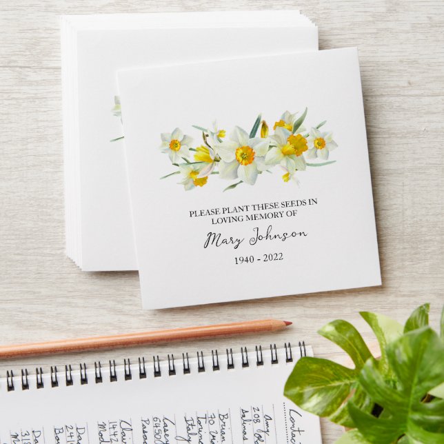 Daffodil Seed Packet Memorial Funeral Envelope (Stacked)