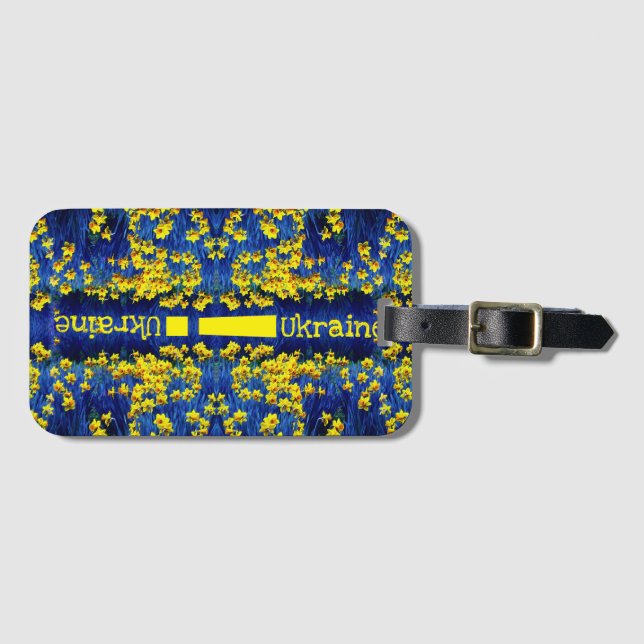 Daffodil Spring Exclamation Yellow Blue Ukraine Luggage Tag (Front Horizontal)