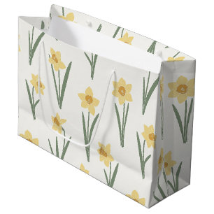 Daffodil Spring Floral in Soft Yellow and Green 1 Large Gift Bag
