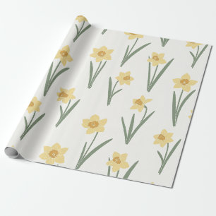Daffodil Spring Floral in Soft Yellow and Green 1 Wrapping Paper