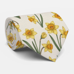 Daffodil Spring Floral in Soft Yellow and Green 5 Tie