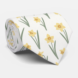 Daffodil Spring Floral in Soft Yellow and Green Tie