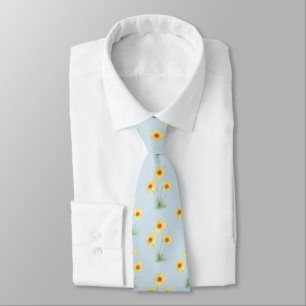 Daffodil Spring Flower Painting Pattern Tie
