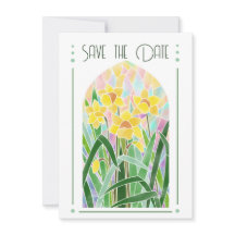 Daffodil Stained Glass Save The Date Card