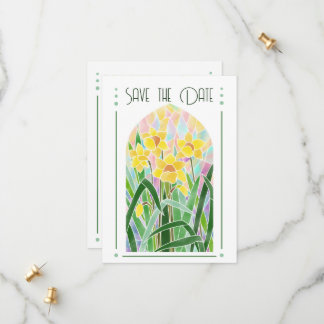 Daffodil Stained Glass Save The Date Card