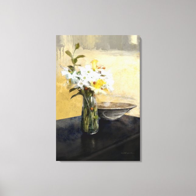 Daffodil Stillife in Yellows and Black Canvas Print (Front)