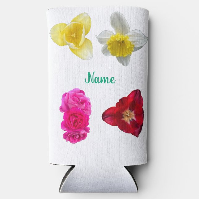Daffodil, Tulips and Roses Seltzer Can Cooler (Front)