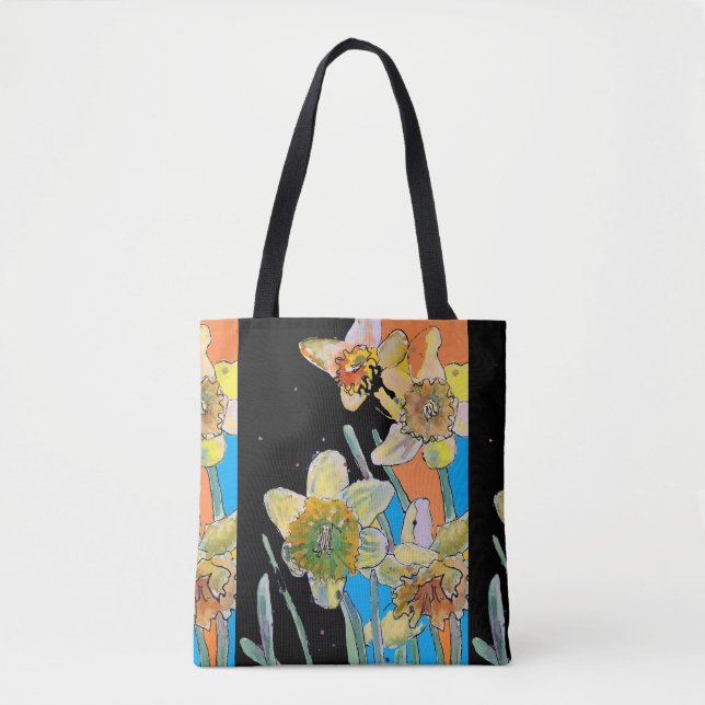 Daffodil Watercolor floral Ladies Art Tote Bag (Front)