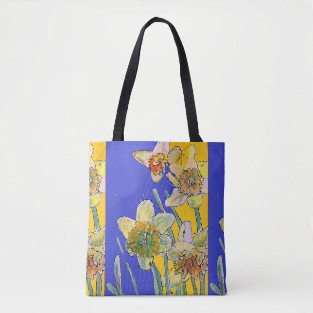 Daffodil Watercolor floral Ladies Art Tote Bag (Front)