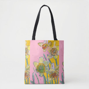 Daffodil Watercolor floral Ladies Art Tote Bag