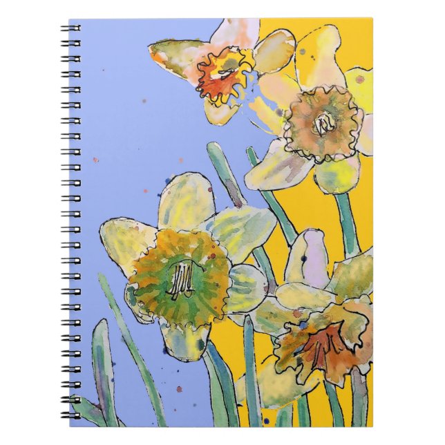Daffodil Watercolor Journal Floral Notebook (Front)