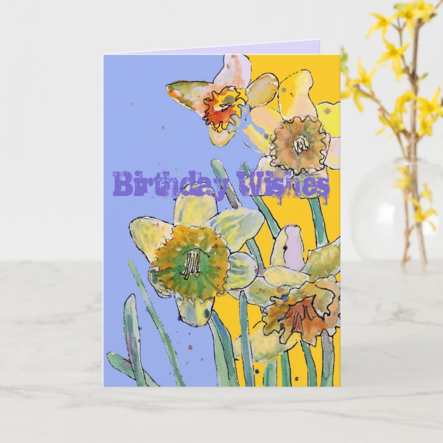 Daffodil Watercolor Yellow Spring Flower Art Card (Yellow Flower)