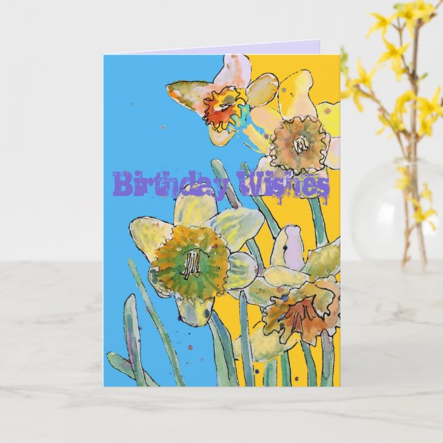 Daffodil Watercolor Yellow Spring Flower Art Card (Yellow Flower)